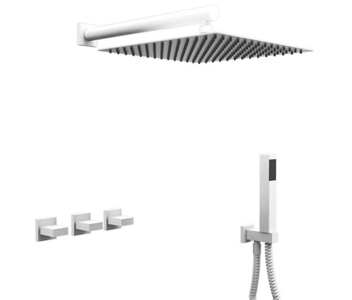 [26403] GRIFERÍA DUCHA 2 VIAS BICOMANDO CON TRANSFERENCIA Y DUCHADOR BLOCK UP BLANCO - HIDROMET - 10 AÑOS DE GARANTÍA [34063BLBL]