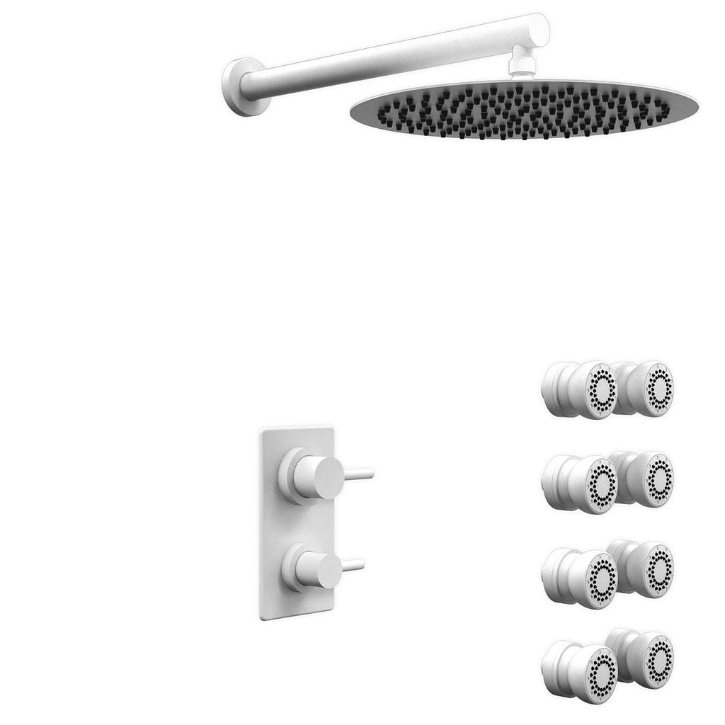 [26499] GRIFERÍA DUCHA 2 VIAS MONOCOMANDO CON LLUVIA , ESCOCESA Y DUCHADOR ONE BLANCO - HIDROMET - 10 AÑOS DE GARANTÍA [3013BLBL]