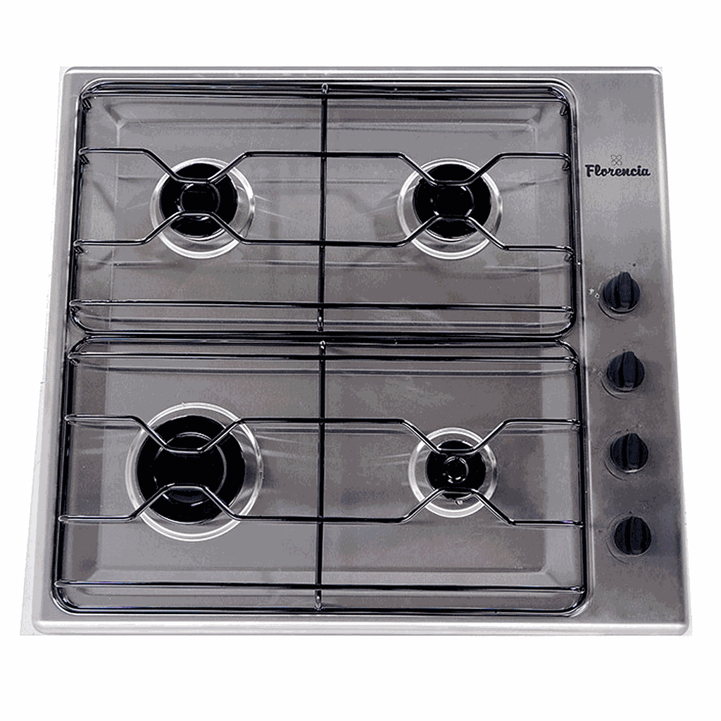 [27818] ANAFE MULTIGAS 4 HORNALLAS CON REJILLAS DE ALAMBRE ESMALTADAS - ACERO INOXIDABLE - FLORENCIA [FLOR6738I]