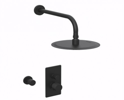 [27854] DUCHA DE 2 VIAS MONOCOMANDO CON LLUVIA , ESCOCESA Y DUCHADOR TEXTURE NEGRO - HIDROMET - 10 AÑOS DE GARANTÍA [9813NEGR]