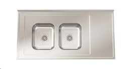 [28480] MESADA CON PILETA CC28 120CM - SOPAPA AMERICANA - ACERO 430 - JOHNSON [Mesada 120 con]