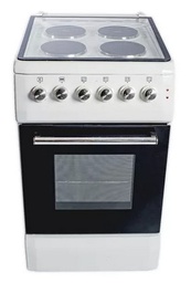 [31033] COCINA ELÉCTRICA 4 HORNALLAS CON TAPA DE VIDRIO 50 CM - BLANCO - KACEMASTER [OE-