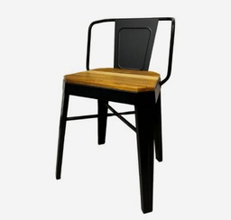 [31338] SILLA RUNKO - NEGRO CON MADERA - TROMEN [06-000-060]