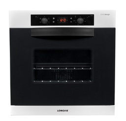 [31764] HORNO ELÉCTRICO 56LTS - EFICIENCIA ENERGÉTICA: D - CON LUZ, TIMER, TERMOSTATO, 5 FUNCIONES Y DOBLE VIDRIO TEMPLADO - 60X60CM - BLANCO - LONGVIE [HE6900B]