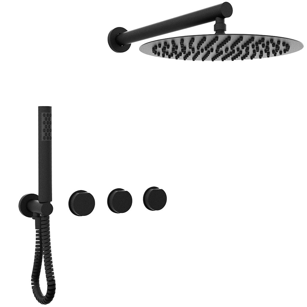 [23696] GRIFERÍA DUCHA 2 VIAS BICOMANDO CON TRANSFERENCIA Y DUCHADOR LUXURY NEGRO - HIDROMET - 10 AÑOS DE GARANTÍA [15053NEGR]