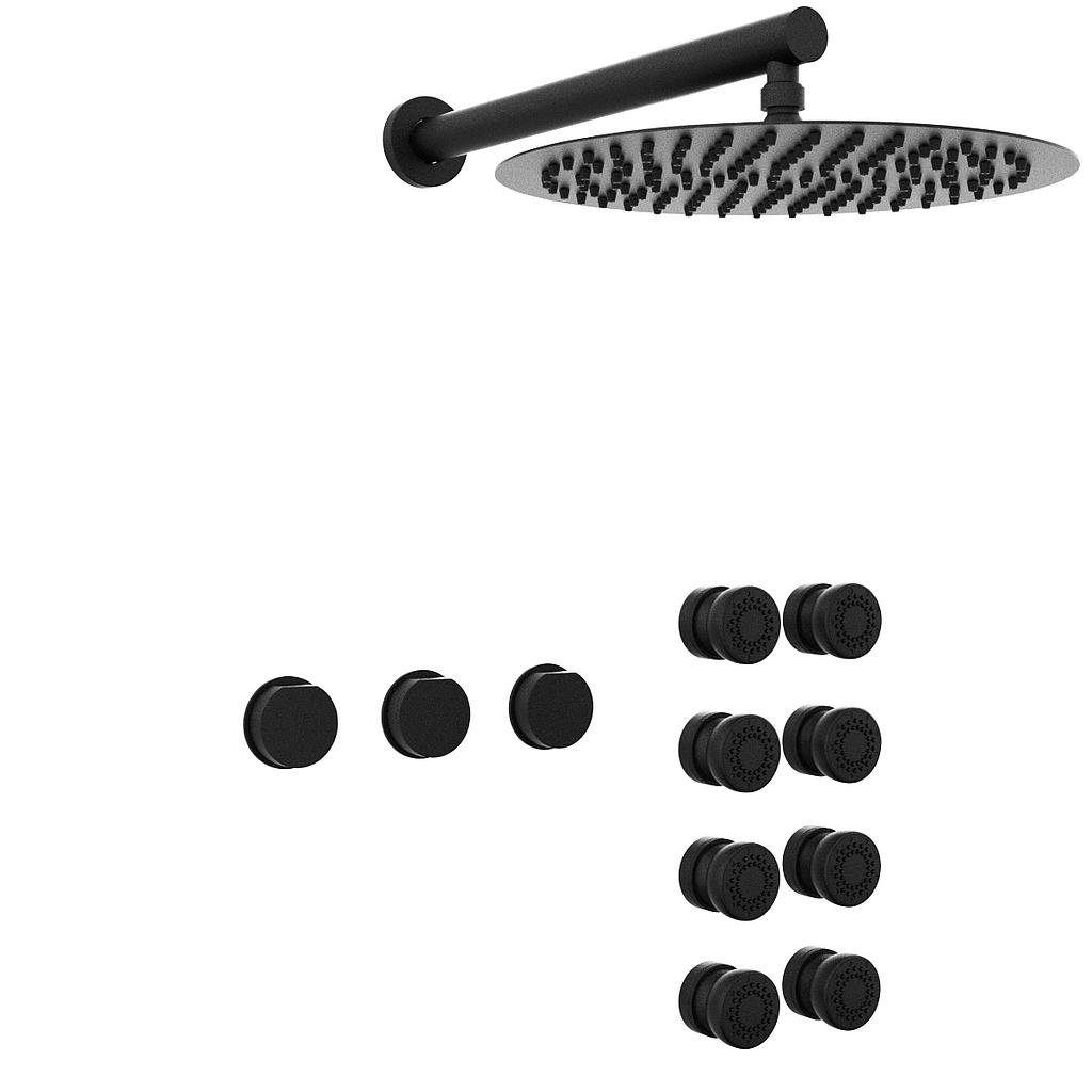 [23697] GRIFERÍA DUCHA 2 VIAS BICOMANDO CON TRANSFERENCIA Y ESCOCESA LUXURY NEGRO - HIDROMET - 10 AÑOS DE GARANTÍA [15067NEGR]