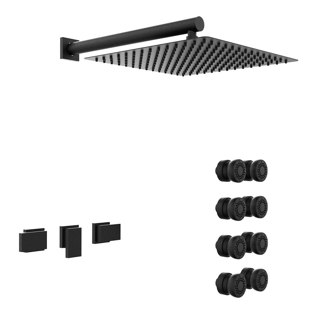 [23709] GRIFERÍA DUCHA 2 VIAS BICOMANDO CON TRANSFERENCIA Y ESCOCESA BLOCK PLANE NEGRO - HIDROMET - 10 AÑOS DE GARANTÍA [34067NEGR]