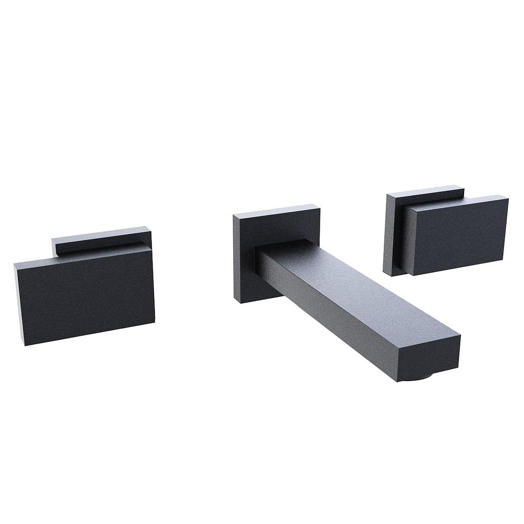 [23712] GRIFERÍA LAVATORIO DE PARED BICOMANDO BLOCK PLANE NEGRO - HIDROMET - 10 AÑOS DE GARANTÍA [34090NEGR]