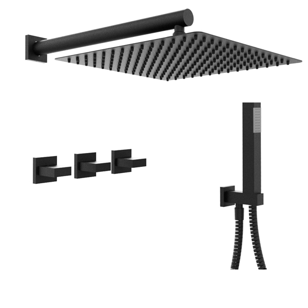 [23725] GRIFERÍA DUCHA 2 VIAS BICOMANDO CON TRANSFERENCIA Y DUCHADOR BLOCK UP NEGRO - HIDROMET - 10 AÑOS DE GARANTÍA [34063NEGR]