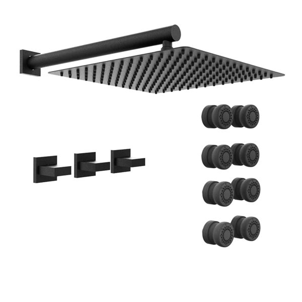 [23726] GRIFERÍA DUCHA 2 VIAS BICOMANDO CON TRANSFERENCIA Y ESCOCESA BLOCK UP NEGRO - HIDROMET - 10 AÑOS DE GARANTÍA [34057NEGR]