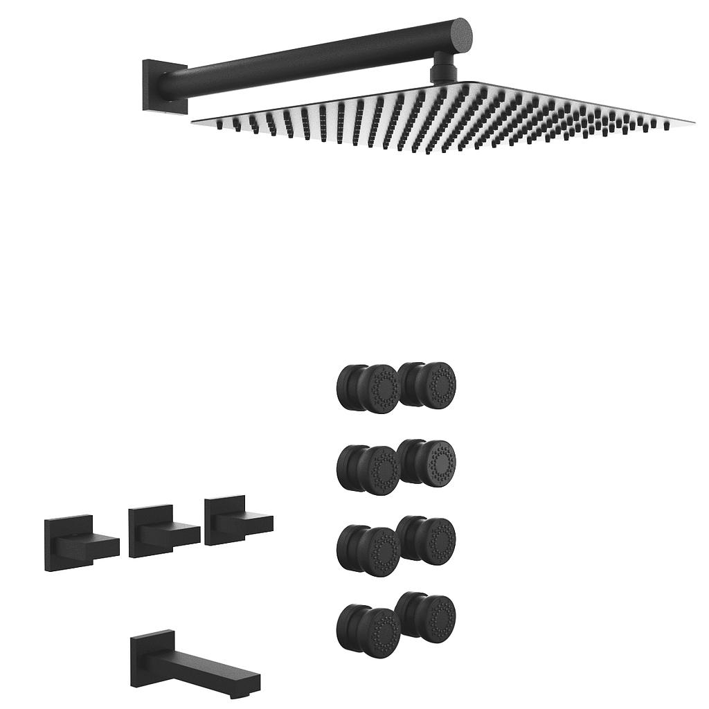 [23728] GRIFERÍA DUCHA 3 VIAS BICOMANDO CON TRANSFERENCIA Y ESCOCESA BLOCK UP NEGRO - HIDROMET - 10 AÑOS DE GARANTÍA [34045NEGR]