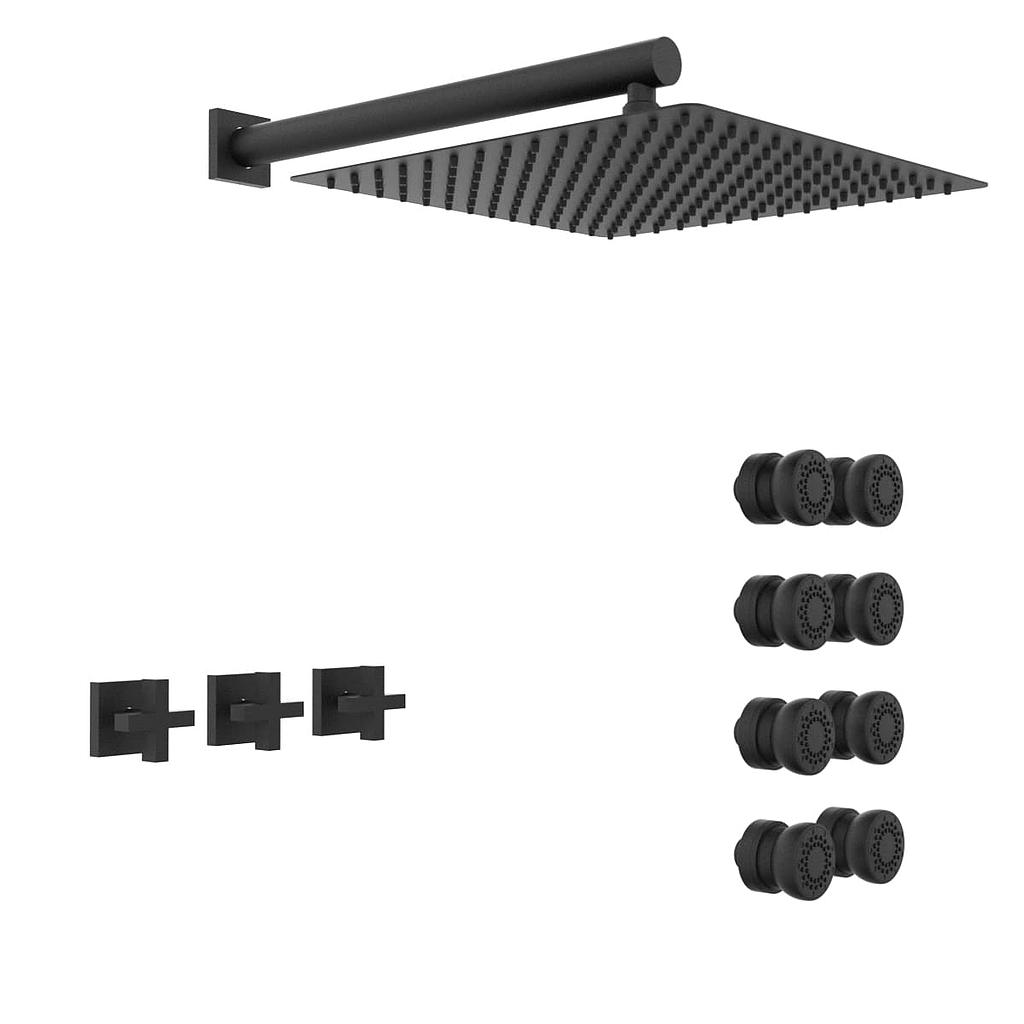[23760] GRIFERÍA DUCHA 2 VIAS BICOMANDO CON ESCOCESA BLOCK CRUZ NEGRO - HIDROMET - 10 AÑOS DE GARANTÍA [03457NEGR]