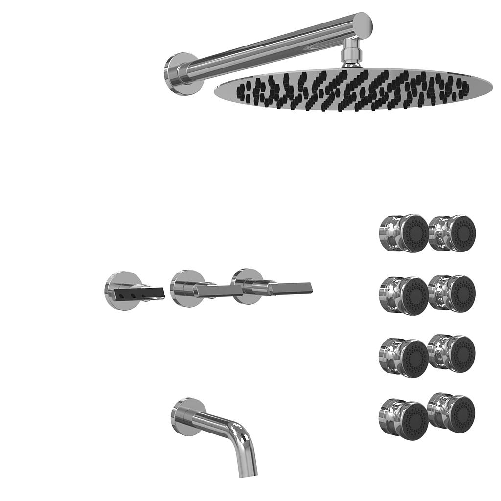 [23826] GRIFERÍA DUCHA 3 VIAS BICOMANDO CON TRANSFERENCIA Y ESCOCESA FLAT LEVER CROMO - HIDROMET - 10 AÑOS DE GARANTÍA [84145CRCR]