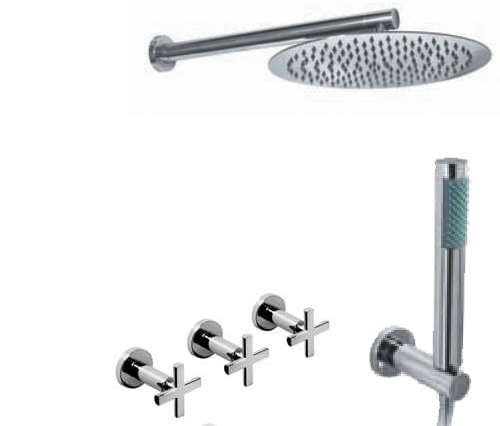 [23828] GRIFERÍA DUCHA 2 VIAS BICOMANDO CON TRANSFERENCIA Y DUCHADOR FLAT LEVER CROMO - HIDROMET - 10 AÑOS DE GARANTÍA [84165CRCR]