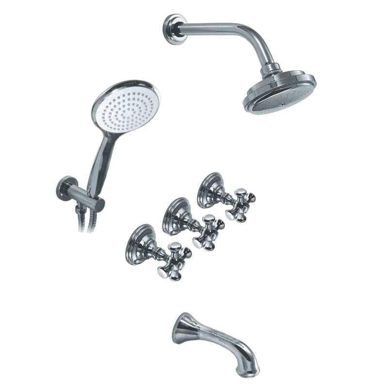 [23853] GRIFERÍA DUCHA 3 VIAS BICOMANDO CON DUCHADOR BEVERLY CRUZ CROMO - HIDROMET - 10 AÑOS DE GARANTÍA [00405CRCR]