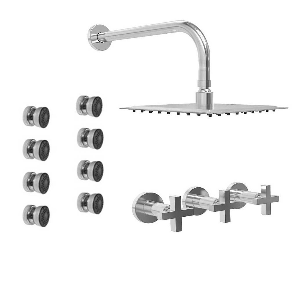 [23893] GRIFERÍA DUCHA 2 VIAS BICOMANDO CON ESCOCESA LOOK CRUZ CROMO - HIDROMET - 10 AÑOS DE GARANTÍA [31157CRCR]