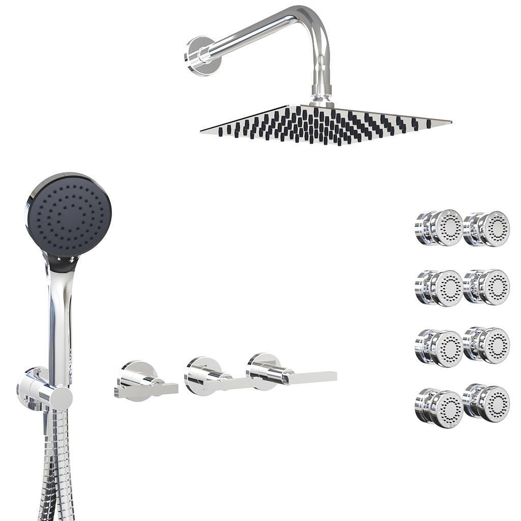 [23901] GRIFERÍA DUCHA 3 VIAS BICOMANDO CON ESCOCESA Y DUCHADOR LOOK LEVER CROMO - HIDROMET - 10 AÑOS DE GARANTÍA [31147CRCR]