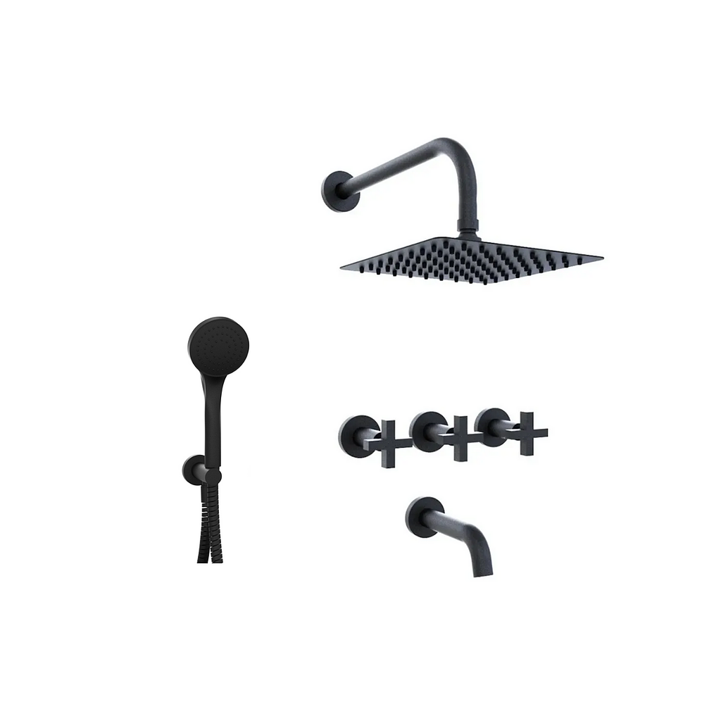 [23913] GRIFERÍA DUCHA 2 VIAS BICOMANDO CON TRANSFERENCIA Y DUCHADOR LOOK CRUZ NEGRO - HIDROMET - 10 AÑOS DE GARANTÍA [31163NEGR]