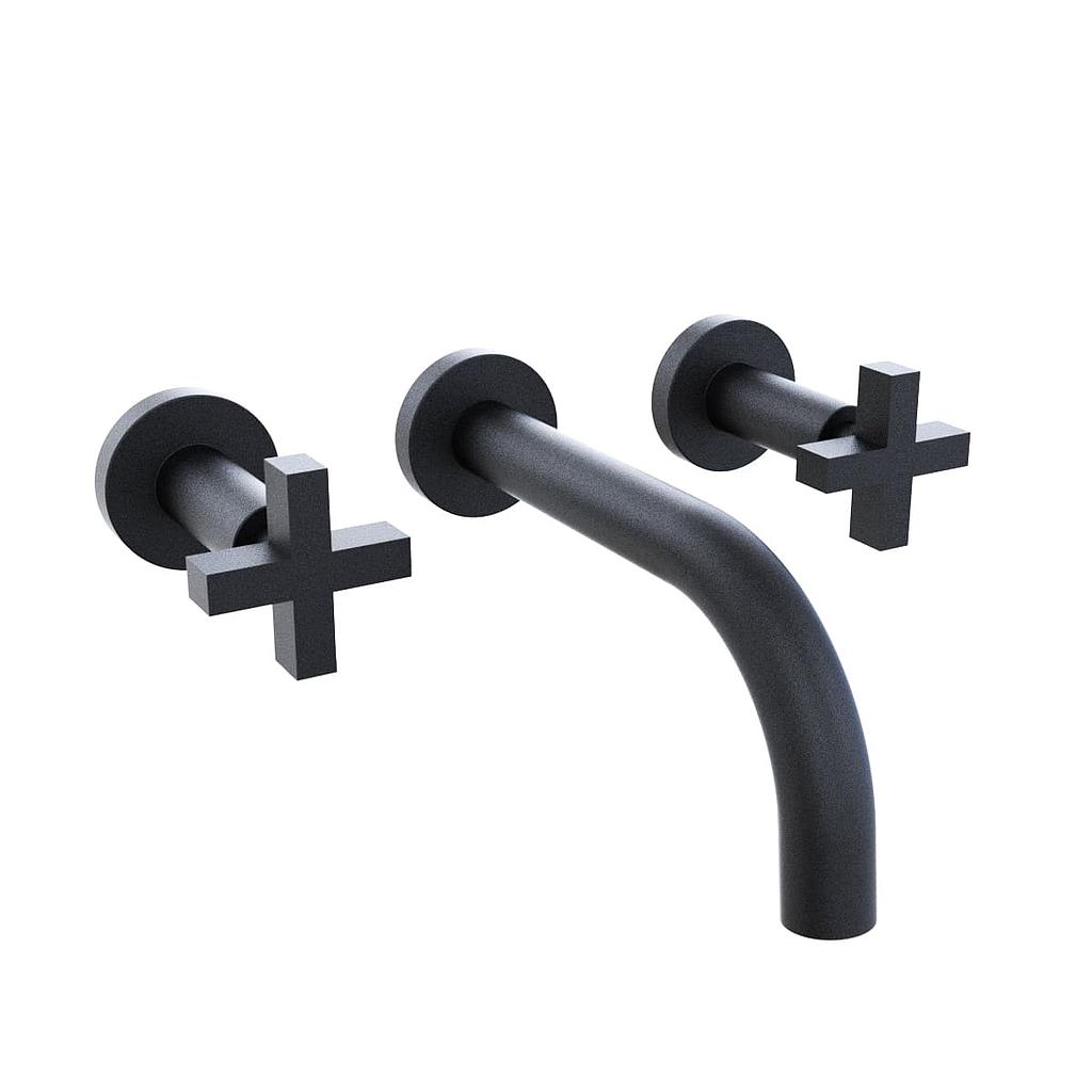 [23915] GRIFERÍA LAVATORIO DE PARED BICOMANDO LOOK CRUZ NEGRO - HIDROMET - 10 AÑOS DE GARANTÍA [31180NEGR]