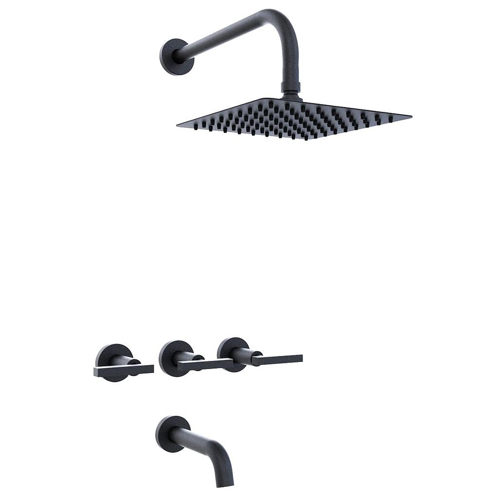 [23919] GRIFERÍA DUCHA BICOMANDO CON TRANSFERENCIA LOOK LEVER NEGRO - HIDROMET - 10 AÑOS DE GARANTÍA [31108NEGR]