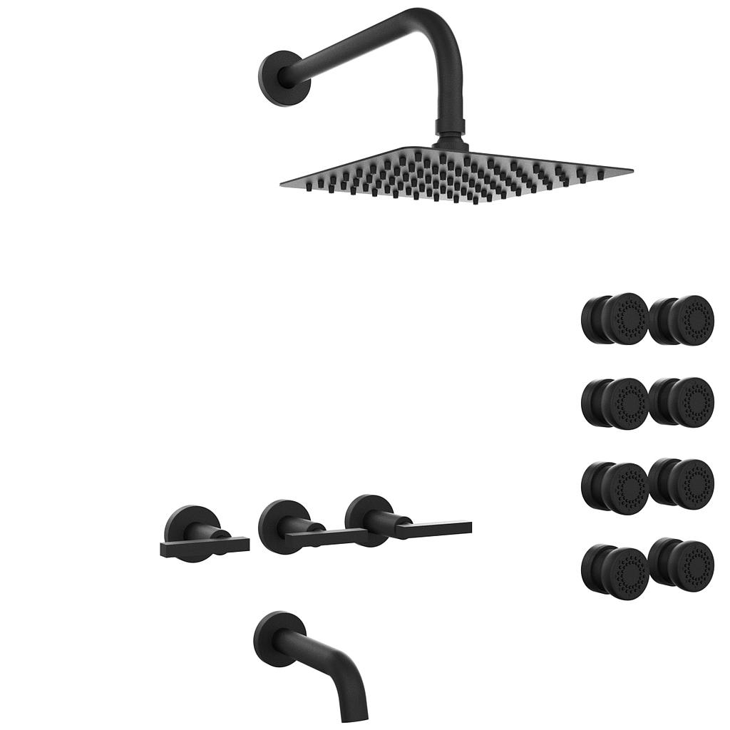 [23922] GRIFERÍA DUCHA 3 VIAS BICOMANDO CON ESCOCESA LOOK LEVER NEGRO - HIDROMET - 10 AÑOS DE GARANTÍA [31145NEGR]