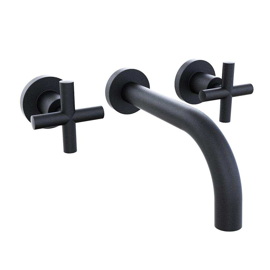 [23954] GRIFERÍA LAVATORIO DE PARED BICOMANDO SUN CRUZ NEGRO - HIDROMET - 10 AÑOS DE GARANTÍA [4580NEGR]