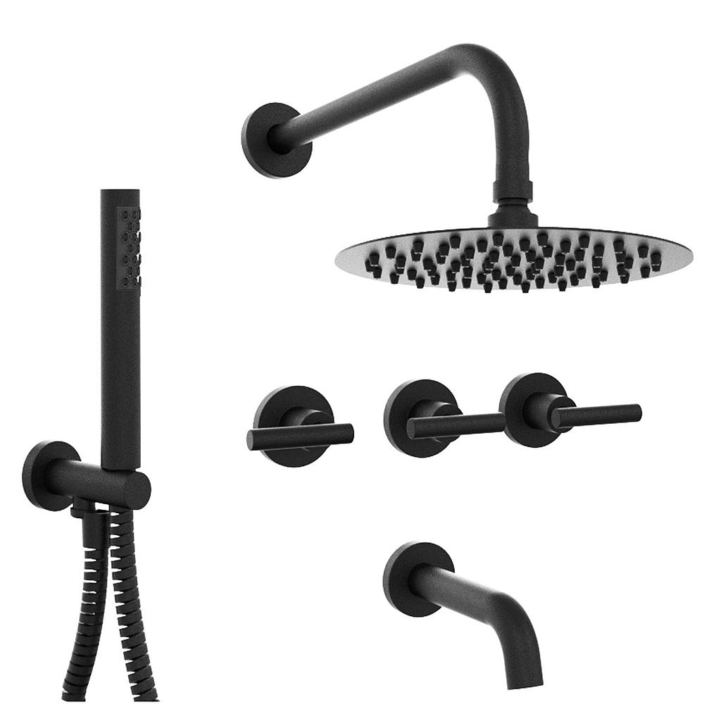 [23957] GRIFERÍA DUCHA 3 VIAS BICOMANDO CON DUCHADOR SUN LEVER NEGRO - HIDROMET - 10 AÑOS DE GARANTÍA [04510NEGR]