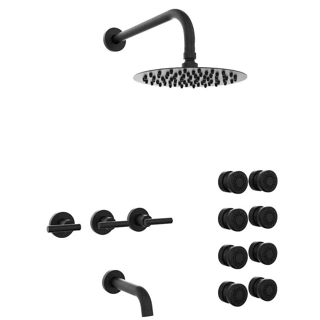 [23958] GRIFERÍA BAÑERA 3 VIAS BICOMANDO CON ESCOCESA SUN LEVER NEGRO - HIDROMET - 10 AÑOS DE GARANTÍA [04545NEGR]