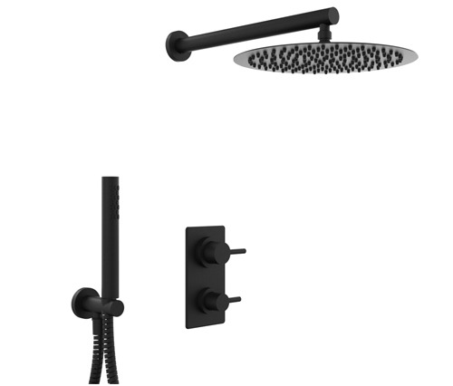 [24125] GRIFERÍA DUCHA 2 VIAS MONOCOMANDO CON LLUVIA Y DUCHADOR ONE NEGRO - HIDROMET - 10 AÑOS DE GARANTÍA [3012NEGR]