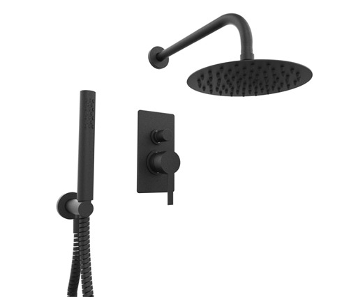 [24158] GRIFERÍA DUCHA 2 VIAS MONOCOMANDO CON LLUVIA Y DUCHADOR STORM NEGRO - HIDROMET - 10 AÑOS DE GARANTÍA [04812NEGR]