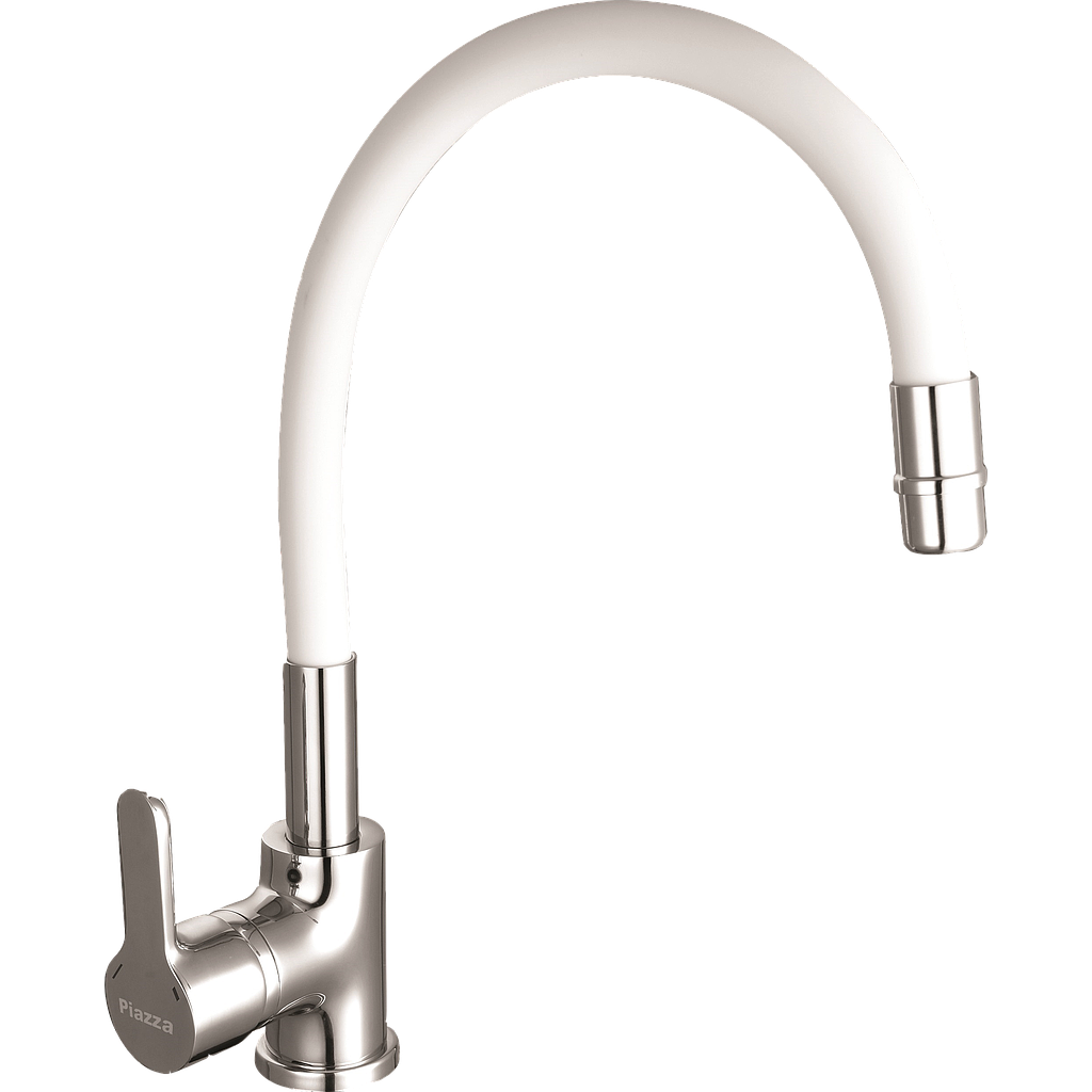 [24231] GRIFERÍA MONOCOMANDO EMBLEM COCINA MESADA CON MANGUERA BLANCA  PIAZZA [10016BL]