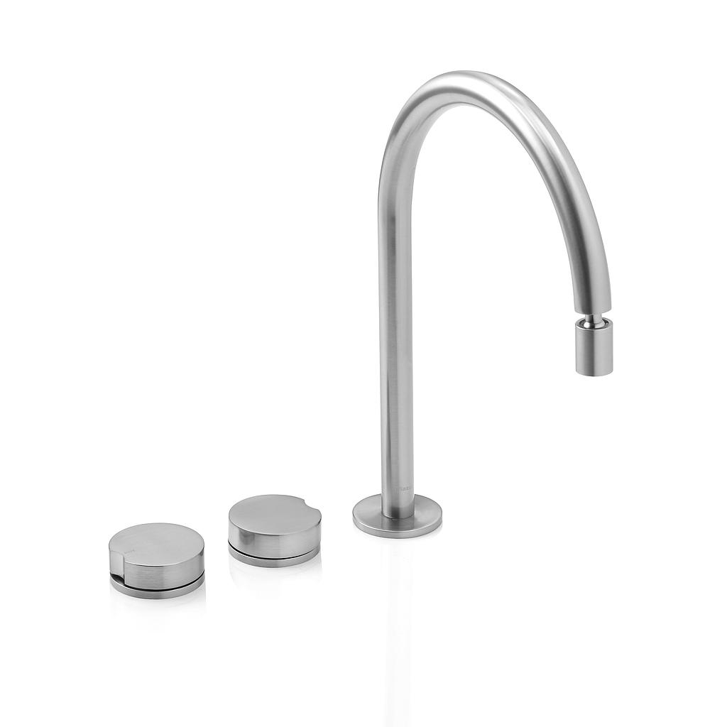 [24344] GRIFERÍA BICOMANDO CIERRE CERAMICO LOUNGE LAVATORIO MESADA ACABADO STEEL  - DISCONTINUO - PIAZZA [22601ST]