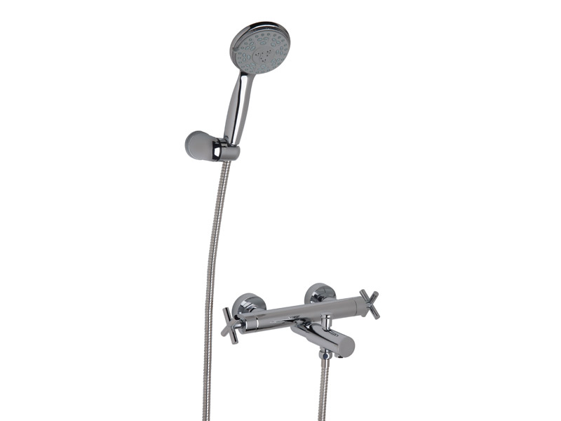 [24357] GRIFERÍA BICOMANDO CIERRE CERAMICO NOVARA BAÑERA EXTERIOR CON DUCHADOR CROMO PIAZZA [21008]