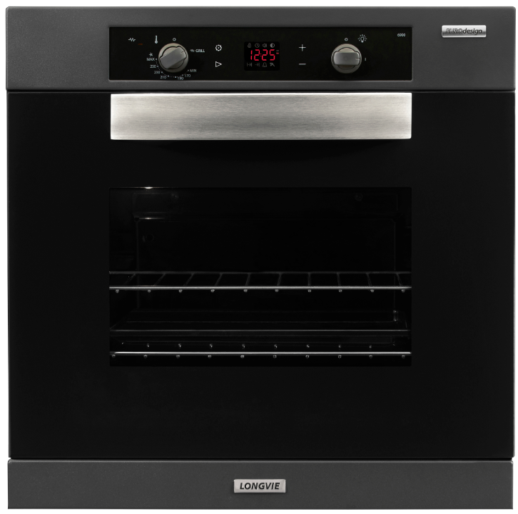 [24496] HORNO A GAS 68,5LTS - EFICIENCIA ENERGÉTICA A++ - CON GRILL, TIMER, TERMOSTATO, PROGRAMACIÓN TOUCH Y ENCENDIDO ELÉCTRICO - 60X60CM - NEGRO - LONGVIE [H6900GT]