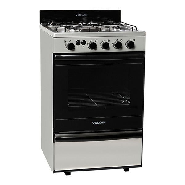 [25875] COCINAS 4 HORNALLAS MULTIGAS -55cm x 60cm - con luz y encendido electronico - ENLOZADA INOXIDABLE - VOLCAN [87673V]